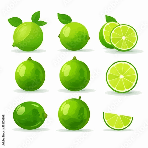 A collection of Lime vector graphics with different shades and intensities of green