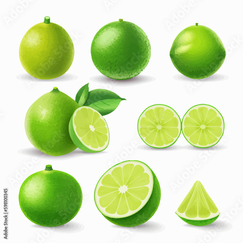 A set of Lime illustrations with different patterns and textures for added interest