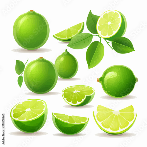 Vector illustration of sliced lime fruit