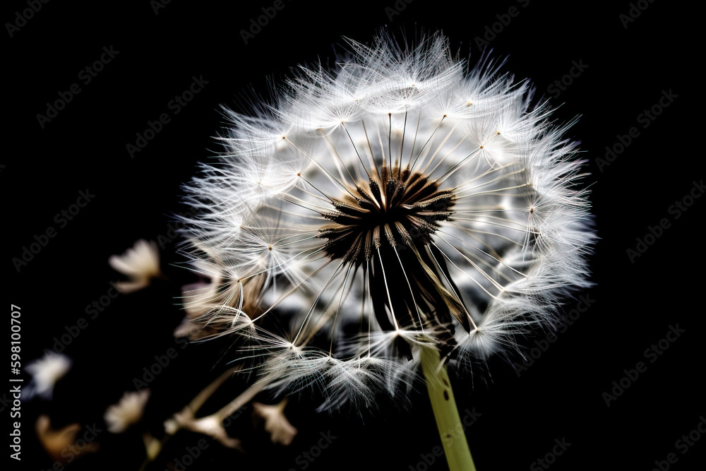 Fototapeta premium Beautiful dandelion close-up. Digitally generated AI image