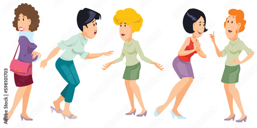 Fototapeta premium Set of Women and girls doing business. Illustration for internet and mobile website.