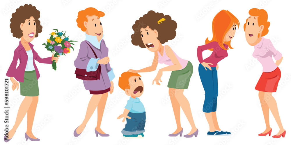 Set of Women and girls doing business. Illustration for internet and mobile website. Set of Women and girls doing business. Illustration for internet and mobile website.