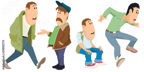 Set of mens and guys doing business. Illustration for internet and mobile website.