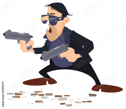 Armed robber. Illustration for internet and mobile website.