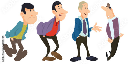 Set of mens and guys doing business. Illustration for internet and mobile website.