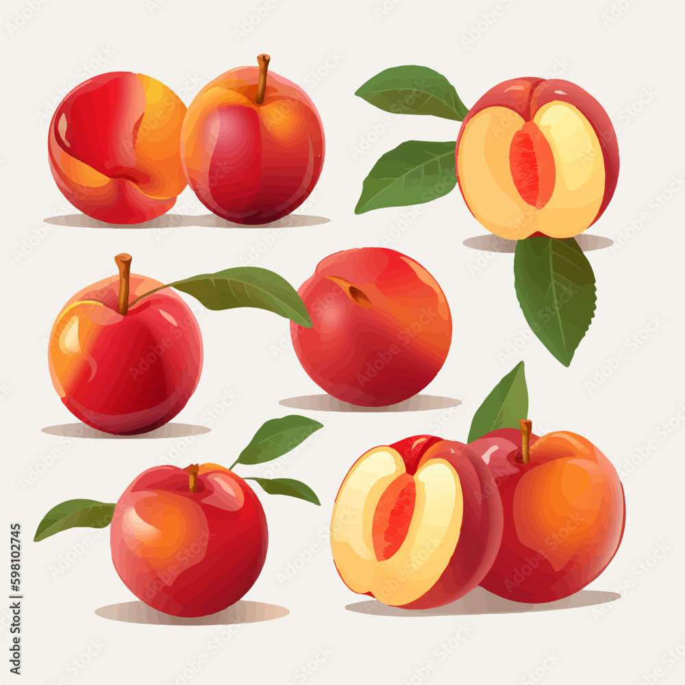 Vector illustration of a nectarine fruit with a realistic look and a wooden surface Vector illustration of a nectarine fruit with a realistic look and a wooden surface