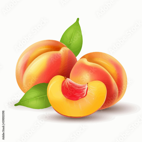 Collection of vector images showcasing the elegance and simplicity of peaches.