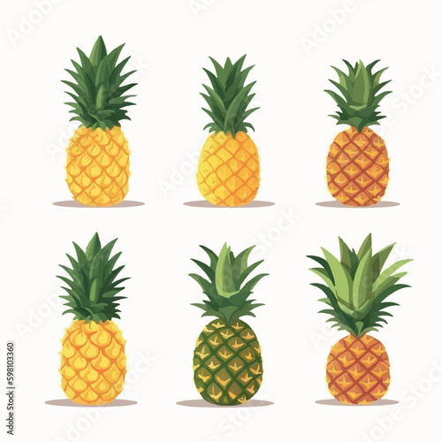 Explore the tropical charm of pineapples with this collection of vector illustrations.