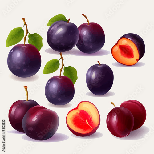 Add a burst of flavor to your designs with these plum vector graphics.