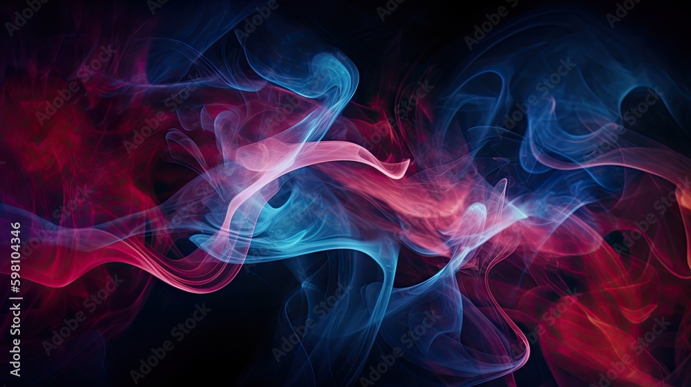 Futuristic Motion of Many-Coloured Flames and Blue Smoke in a Abstract Fantasy Background, Generative AI