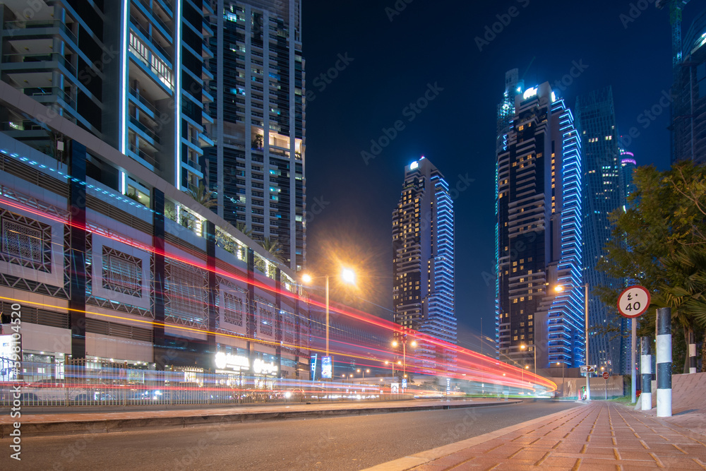 Dubai Marina Street Lights by Night ,UAE