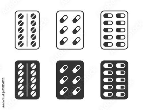 Pills pack icon. Vector illustration.