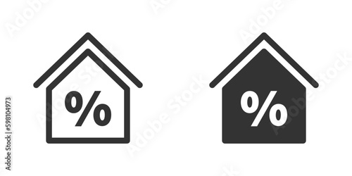 House icon with percent sign. Vector illustration.