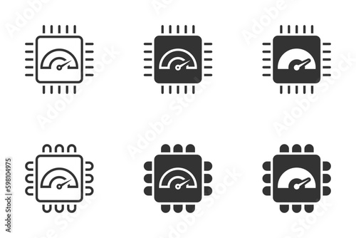 CPU performance and speed icon set. Vector illustration.