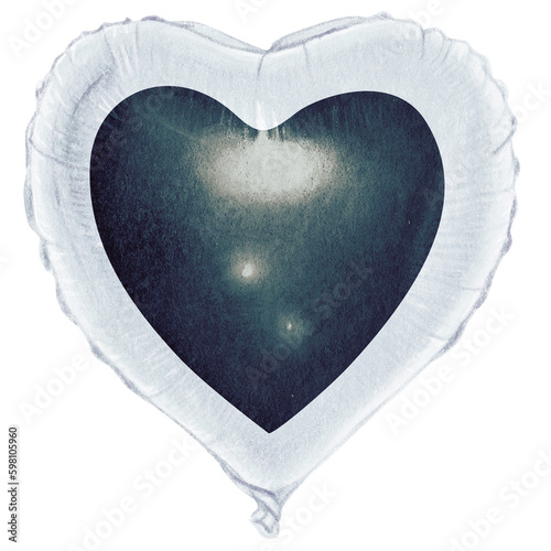 watercolor hand drawn heart shaped realistic ballooon photo