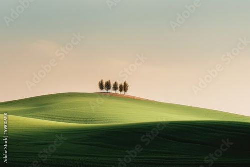 Tuscan italian countryside. Minimalist photography. Generative AI. Generative AI.