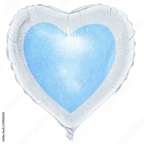 watercolor hand drawn heart shaped realistic ballooon photo