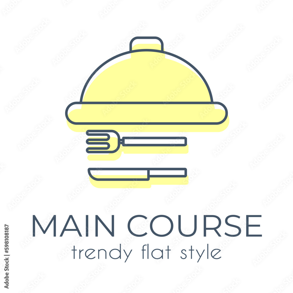 Simple main course icon on a white background in trend flat style. Suitable for applications, websites, online shops Simple main course icon on a white background in trend flat style. Suitable for applications, websites, online shops