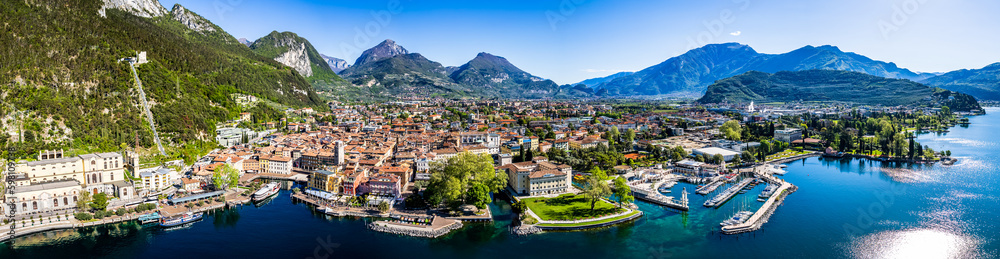 old town and port of Riva del Garda in italy