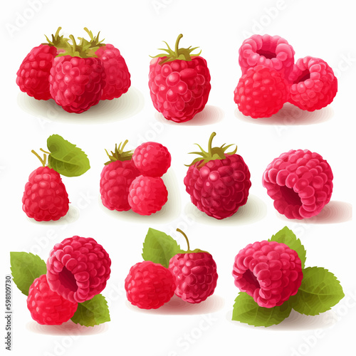 Explore the juicy sweetness of raspberries with this collection of vector illustrations.
