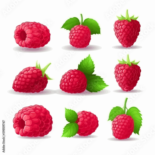 Collection of vector images featuring plump raspberries for your creative projects.