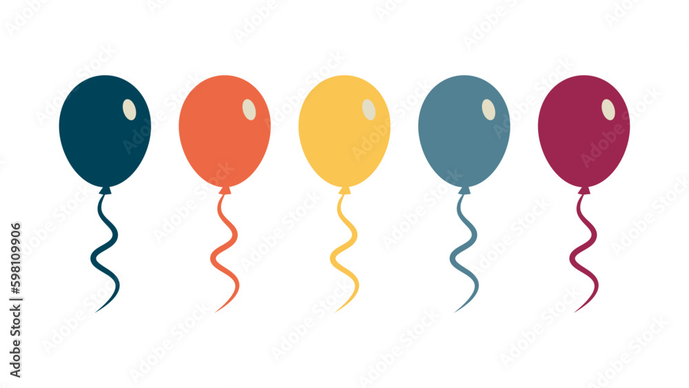 Retro Colored Balloons Vector Set Transparent Background
