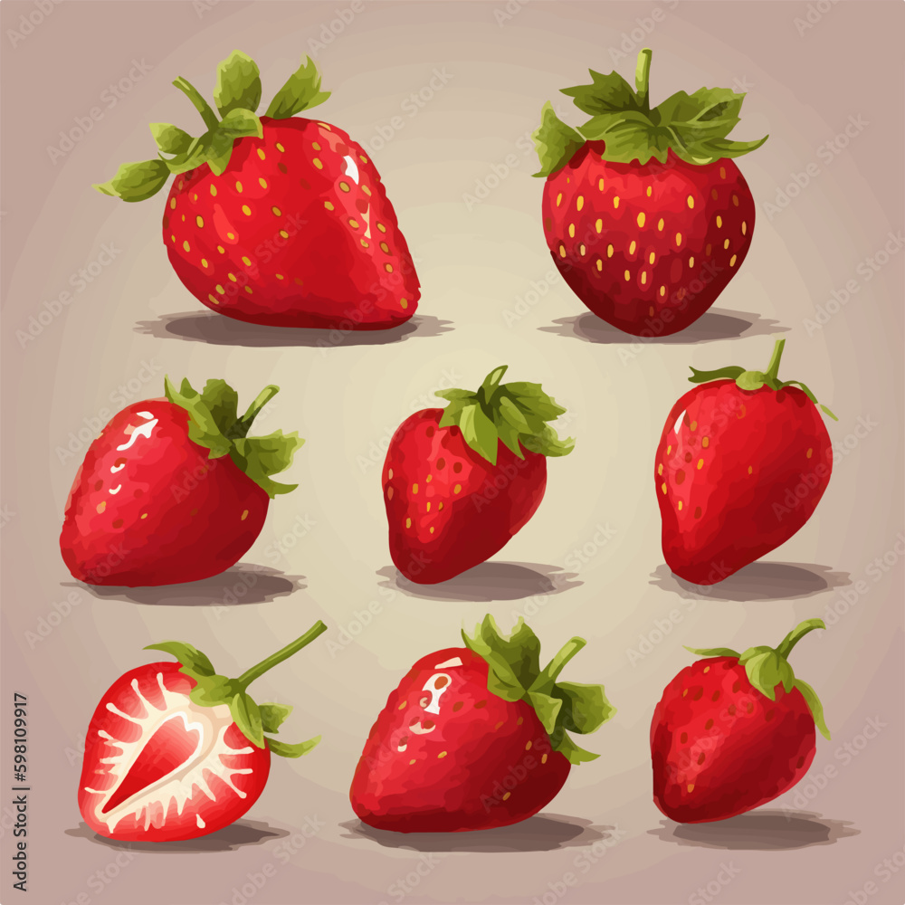 A refreshing strawberry vector illustration, ideal for summer-inspired designs. A refreshing strawberry vector illustration, ideal for summer-inspired designs.