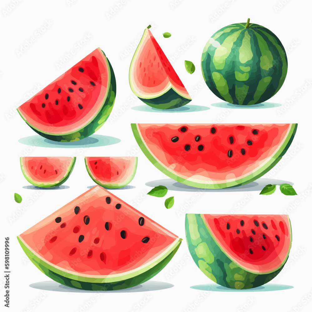 A pack of colorful watermelon stickers in a vector format for your creative projects. A pack of colorful watermelon stickers in a vector format for your creative projects.