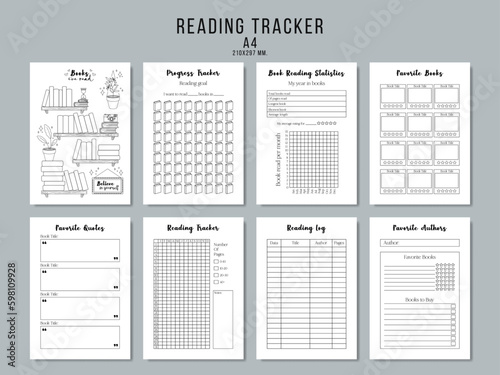 Reading tracker  book reading planner. Vector illustration