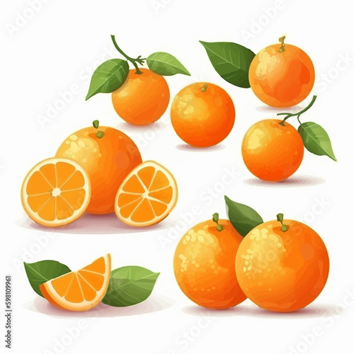 A pack of vibrant tangerine stickers created as vector illustrations.