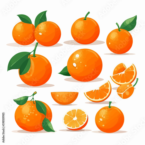 A set of tangerine illustrations in a vector format, ready to be used in your designs.
