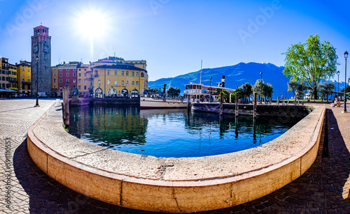 old town and port of Riva del Garda in italy