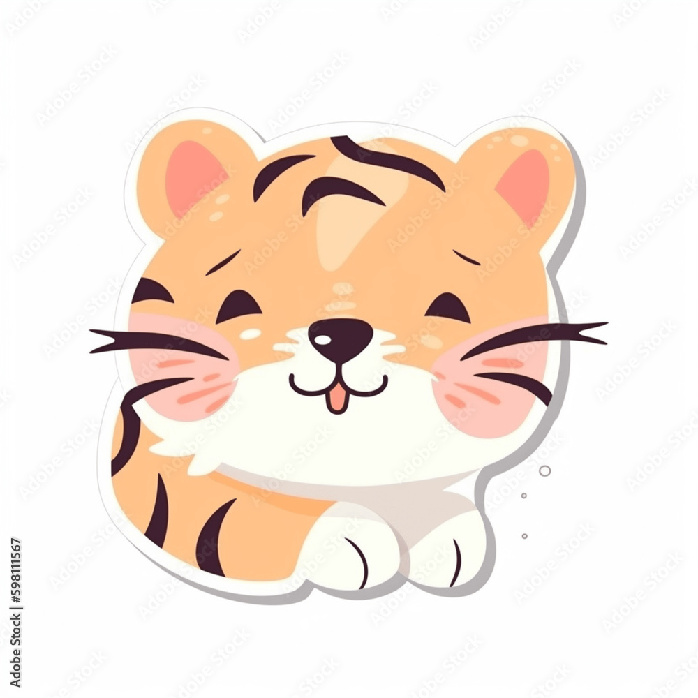 a cute little happy tiger sticker art a cute little happy tiger sticker art