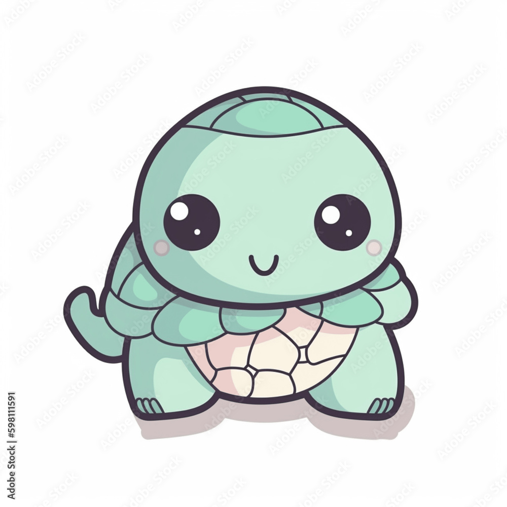 Fototapeta premium cute blue turtle cartoon