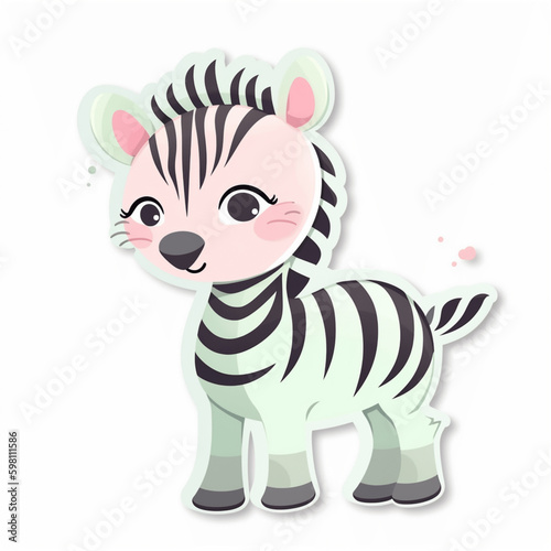 cute happy little zebra sticker art