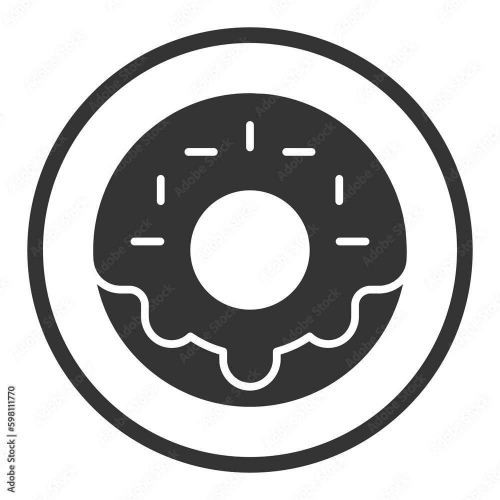 Sweet donut on a plate - icon, illustration on white background, glyph style Sweet donut on a plate - icon, illustration on white background, glyph style