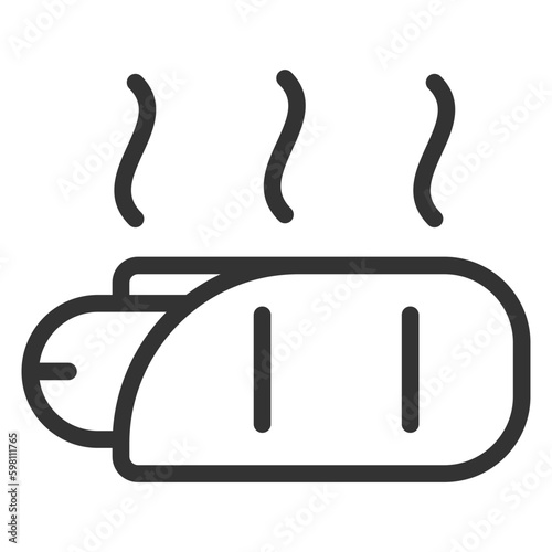 Hot sausage in lavash  - icon, illustration on white background, outline style