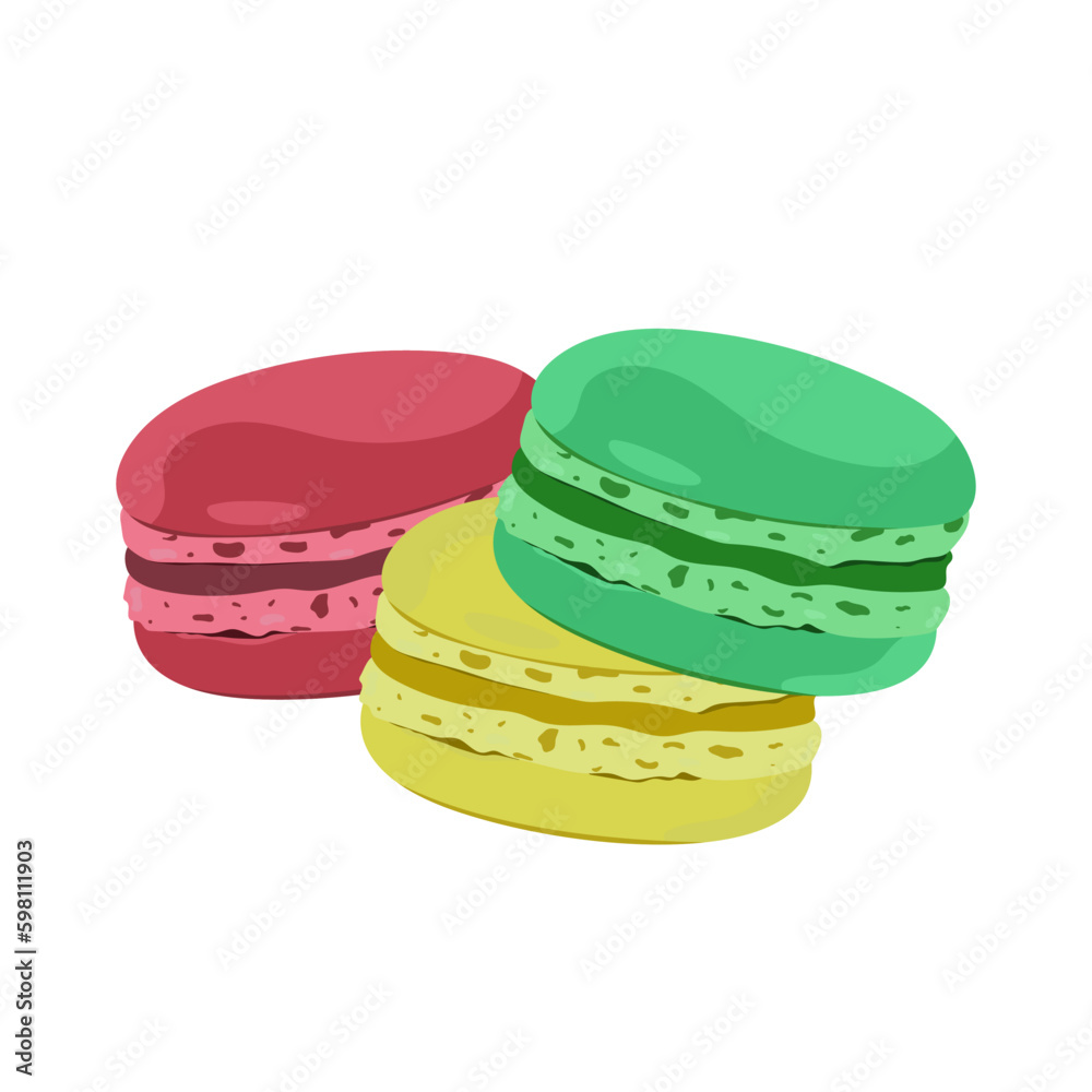 Vector illustration of a macaroon isolated on a white background. Sweetness. Color food print. Vector illustration of a macaroon isolated on a white background. Sweetness. Color food print.