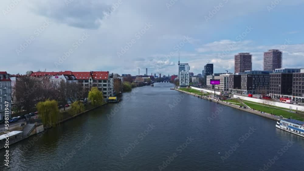 Aerial view of spree river , Berlin , Germany