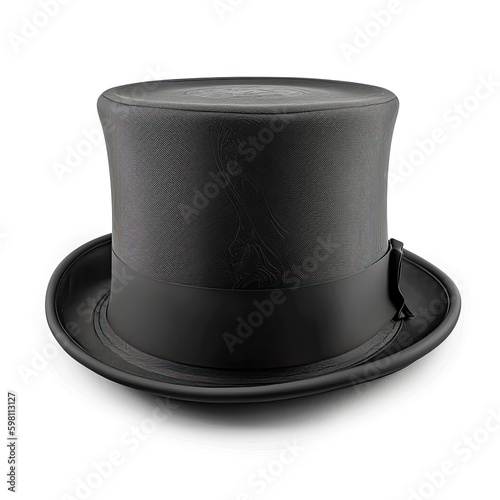 The Ultimate Elegance: Stylish Black Silk Top Hat Isolated on White Background, Generative AI