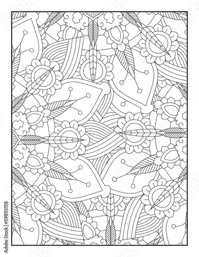 Floral Mandala Coloring Pages. Flower Mandala Coloring Page. Coloring Page For Adult. Vintage decorative elements. Oriental pattern, vector illustration. Coloring book page