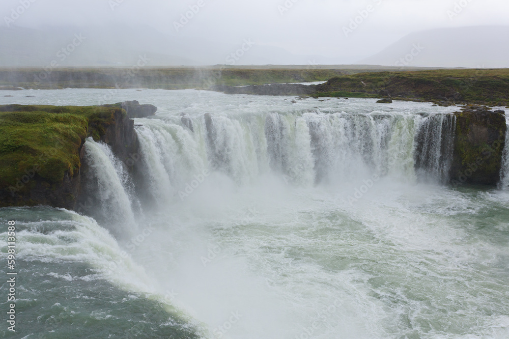 Godafoss falls in summer season view, Iceland Godafoss falls in summer season view, Iceland