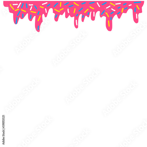 Seamless Wide Pink Candy Background With Decorative Sprinkles
