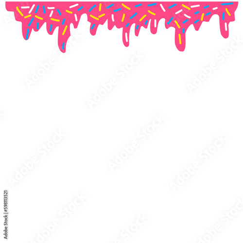 Seamless Wide Pink Candy Background With Decorative  Sprinkles