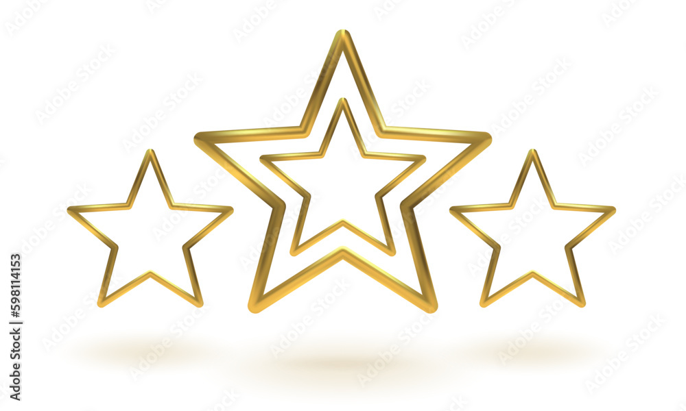 Obraz premium Vector icon of golden star on white background. Achievements for games or customer rating feedback of website.
