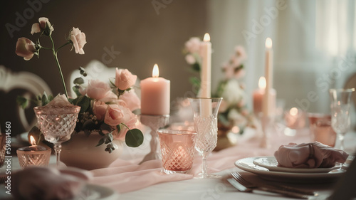 blush pink wedding decoration  Generative AI