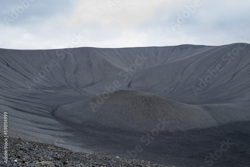 Hverfell caldera volcano top view, Iceland landmark photo