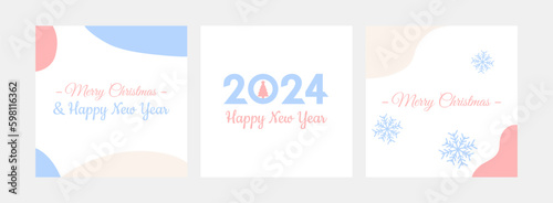 2024 new year minimalistic poster. 2024 new year celebration with modern color and design for greeting card, banner, poster, calendar and social media post template. Vector illustration © Andrii