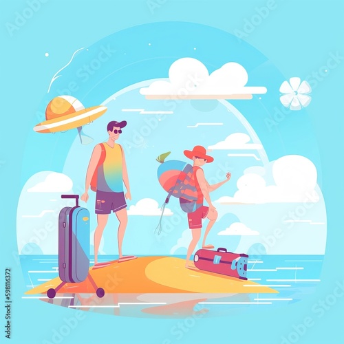 Vacation suitcase seaside sunny ai generated high quality illustration © Gulafshan