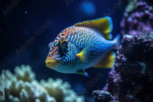 Breathtaking Underwater Paradise  A Colourful Coral Reef with Tropical Fish in an Aquarium  Generative AI